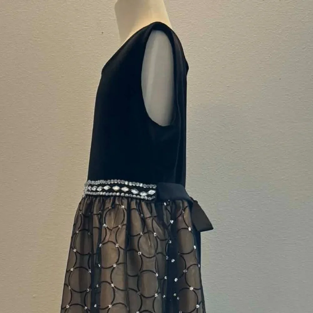 Jane Copeland Girls Black Formal Dress | Tulle Skirt & Rhinestones